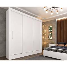 Guarda Roupa Casal 3 Portas De Correr E 4 Gavetas Valencia Neve - Tcil Móveis