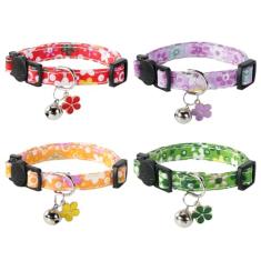 Coleiras para gatos Breakaway with Bell – Pacote com 4 coleiras de segurança para gatos para meninos e meninas – Coleira com fivela de segurança para gatinhos para suprimentos para animais de