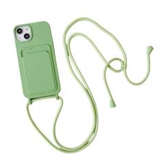 Capa de telefone com cordão crossbody para iPhone 15 14 13 12 11 Pro Max SE X XR XS Max 7 8 Plus Capa de silicone líquido, GR, para iPhone 11Pro Max