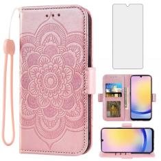 Asuwish Capa de telefone para Samsung Galaxy A25 5G/A24 4G/M34/F34 capa carteira com protetor de tela de vidro temperado e suporte de cartão de crédito flip de couro, acessórios para celular A 25 25A