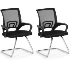 Kit 2 Cadeiras de Escritório Secretária Base Fixa - Preto - Magazine D