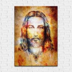 Quadro Decorativo Rosto De Jesus Em Canvas 40x60 cm - Leron