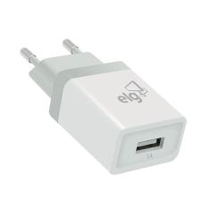 ELG, WC1A, Carregador de Parede Universal, 1 Saída USB 1A, Carga Rápida Speed Plus Port, Bivolt Automático, Ampla Compatibilidade, Branco