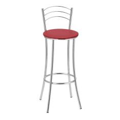 Banqueta Alta Cromada Bc26/a A101 Treparoni Vermelho