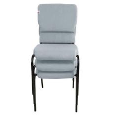 03 Cadeiras Empilhável para Igrejas Evangélicas Linha Church Cinza