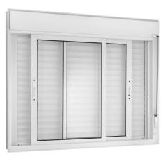 Janela De Correr 2 Folhas Móveis Com Persiana Integrada 120x150cm Black Out Vidro Liso Topsul Esquadrisul Branco