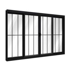 Janela De Alumínio De Correr Central 4 Folhas Com Grade 100x120cm Riobras Preto