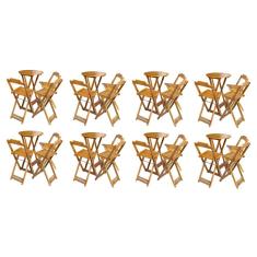 Kit 8 Banquetas Bistrô Modelo Bistrô Madeira Maciça Assento Madeira Cor Mel Preguiçosa