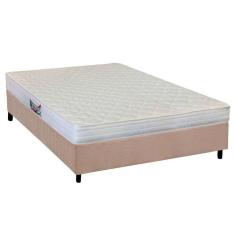 Cama Box Casal: Colchão Espuma Herval Ag65 Frontier + Base Crc Suede Clean(138x188)