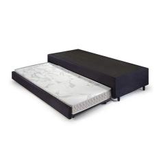 Bicama Solteiro 88x188x36cm Suede c- Colchão Auxiliar D23 78x177x12cm Ecoline Preto