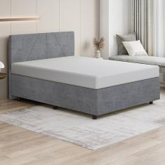 Base Cama Box Casal Veludo Skybox Cor Cinza