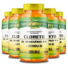 Kit 5 Cloreto De Magnésio P.A. 810Mg Unilife 120 Cápsulas