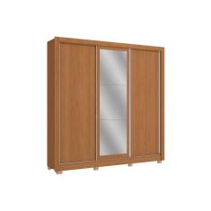 Guarda Roupa 3 Portas de Correr (1 c/ Espelho) e 2 Gavetas c/ Pés CB01M570 Flex Canela/Canela ou Off White - Kappesberg