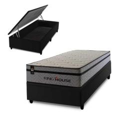 Conjunto Box Baú Preston Cinza 88x188x78 c/ Molas Ensacadas - King Hou