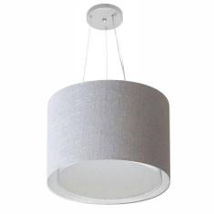 Lustre Pendente Cilíndrico Duplo Md-4304 Cúpula Em Tecido 40x30cm Rustico Cinza - Bivolt