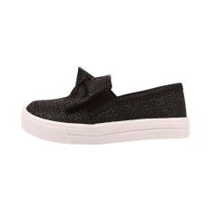 Slip on infantil tênis de menina preto brilhante-Feminino