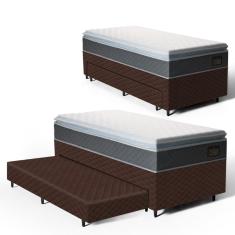Cama Box com Colchao de Espuma D45 Pillow Top Fort Comfort + Auxiliar de Espuma Unique Solteiro 88cm
