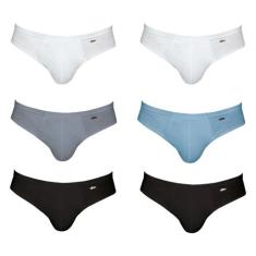 Kit com 6 Cuecas Zorba Slip Algodao 772, Cinza, M