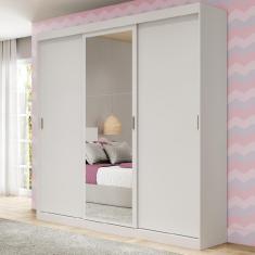 Guarda Roupa Infantil Solteiro Fenix 3 Portas de Correr 4 Gavetas MDP Branco Móveis Carraro