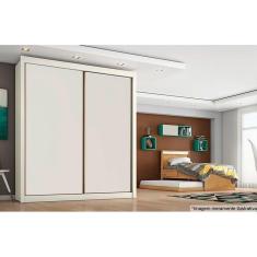Guarda Roupa Casal Zurique 2 Portas de Correr 4 Gavetas MDF Peroba-Off White-Peroba Móveis Europa