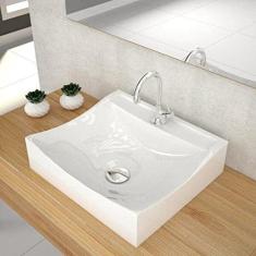 Kit Cuba Q440 com Torneira 1198 Metal e Válvula Click 1 Pol. Sifão Cromado e Flexível Compace Branca