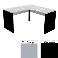 Mesa De Escritório Em L Pé Painel Pe25 Em Mdp 125 X 125 X 60 Cm Cinza Com Base Preta