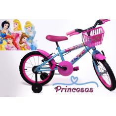 Bicicleta Infantil Feminina Aro 16 - Azul - Personagem - Olk Bike