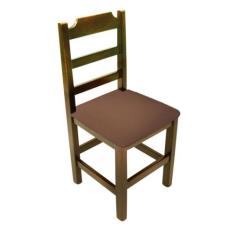 Cadeira Fixa De Madeira Paulista Com Assento Estofado Marrom - Imbuia
