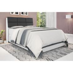 Cabeceira box Casal 1,38 Isis Branco com Painel Class Preto - Framar Móveis