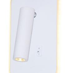 Arandela Metal Cabeceira 19cm Branca Led 10+3w 3000k Delis