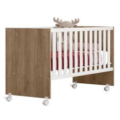 Berço Nacional Doce Sonho 3540 Carvalho Rústico TOQ Branco  - Qmovi