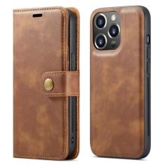 Capa de telefone de couro magnético destacável para iPhone 15 12 13 11 14 Pro Max XS XR X SE 2022 8 7 Plus Capa porta-cartão carteira, marrom, para iPhone 11 (6,1 polegadas)