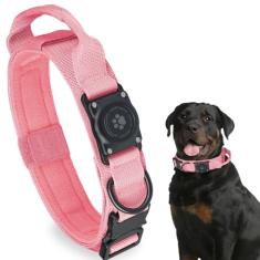Coleira tática AirTag para cães, 100% impermeável, integrada, Apple AirTag, com suporte rígido para AirTag, coleira militar ajustável com alça, coleira GPS para cães de médio e grande porte