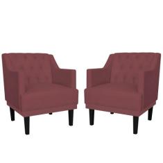 Kit 02 Poltronas Decorativa Clássica Suede Cores - DS Estofados, Bordô