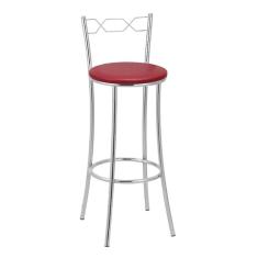 Banqueta Alta Cromada Bc51/a A101 Treparoni Vermelho
