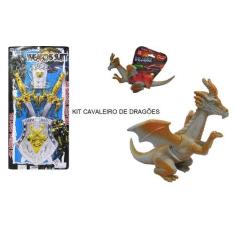 Kit Infantil Cavaleiro de Dragões com Acessórios e um Dragão Miniatura