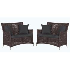 2 Sofás Área Externa Igapó Alumínio Pintura Fendi Corda Náutica Estofa