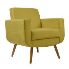 Poltrona Decorativa Pés Palito Cristal Suede Amarelo - DS Estofados - 