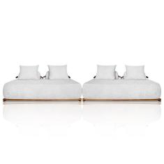 Sofá 6 Lugares Ilha 2 Módulos 220cm Viero S06 Bouclê Branco - Mpozenato