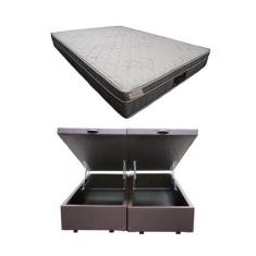 Conjunto Box Baú Casal Bipartido 138x188 + Colchão Riviera Molas Ensac