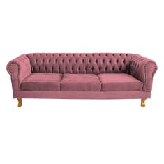 Sofá Chesterfield Capitone Duque Suede Rosé 1,80 3 ASSENTOS - NOVO ENC