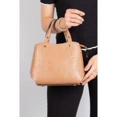 Bolsa pequena de couro croco Megan-Feminino