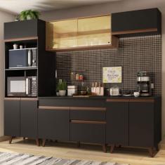 Armário de Cozinha Reims 260002 com Balcão Preto Rustic