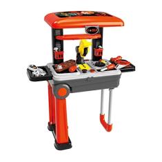 Bancada Infantil Kit Ferramentas 2 em 1 vira Maleta Didático