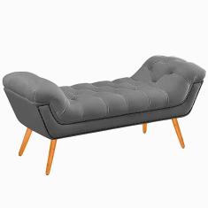 Recamier Calçadeira Casal 140cm Ayla Veludo Cinza - Montanaris Decor