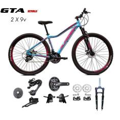 Bicicleta Aro 29 Feminina Alfameq Kit 2x9 Gta Sunrun Disco K7 11/36 Pedivela 24/38d Trava-Feminino