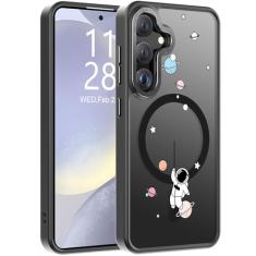 Goodon Capa para Galaxy S24+ Plus com protetor de tela, compatível com carregamento sem fio, capa fosca translúcida à prova de choque - linda capa de telefone com design floral para mulheres -