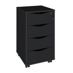 Gaveteiro 4 Gavetas Pés Rodízios Mobile Bit Preto - Artany, Preto