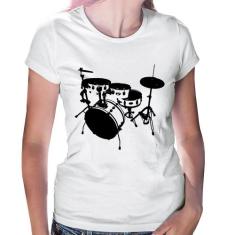 Baby Look Bateria Música Baterista - Foca na Moda, Branco, P