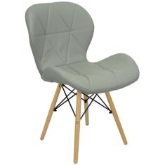 Cadeira Charles Eames Eiffel Slim Wood Estofada - Cinza - Lianto Decor